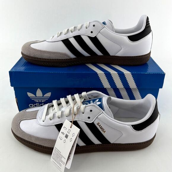 Adidas Men's Cloud White Core Black Gum Samba Original Shoes Size 10 - Picture 2 of 14